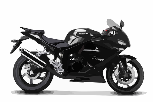 Black Sports Motorbike Illustration PNG Image