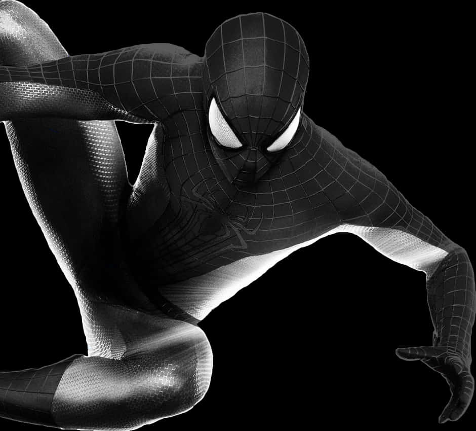 Black Suit Spiderman Pose PNG Image