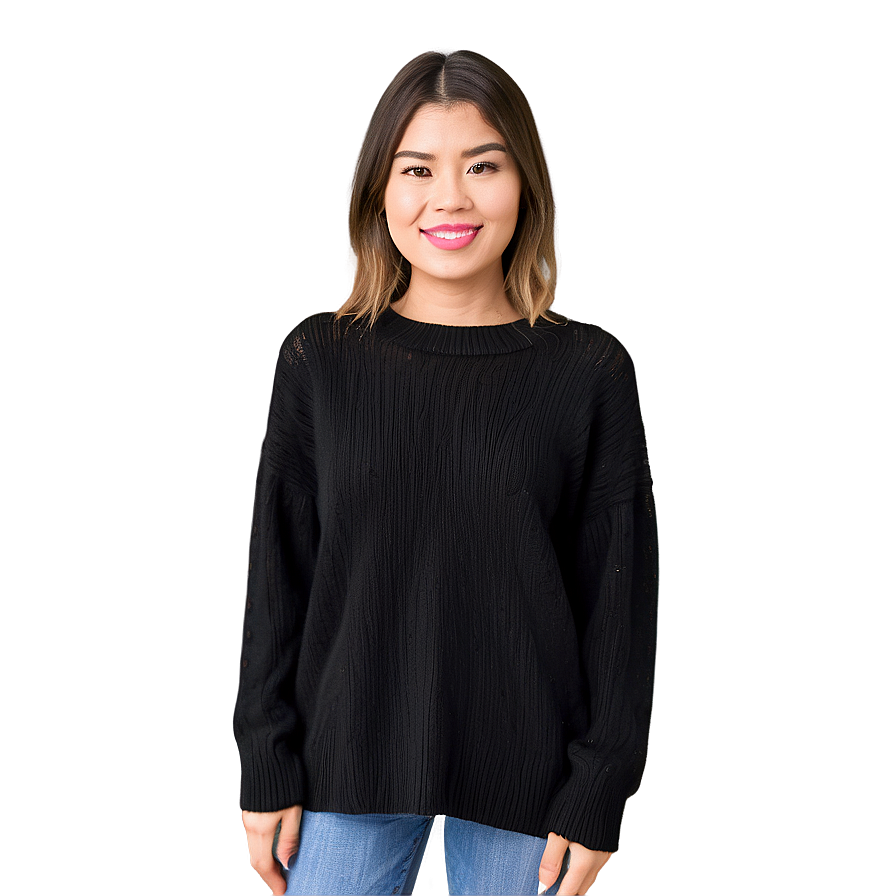 Black Sweater For Spring Png Hwc PNG Image