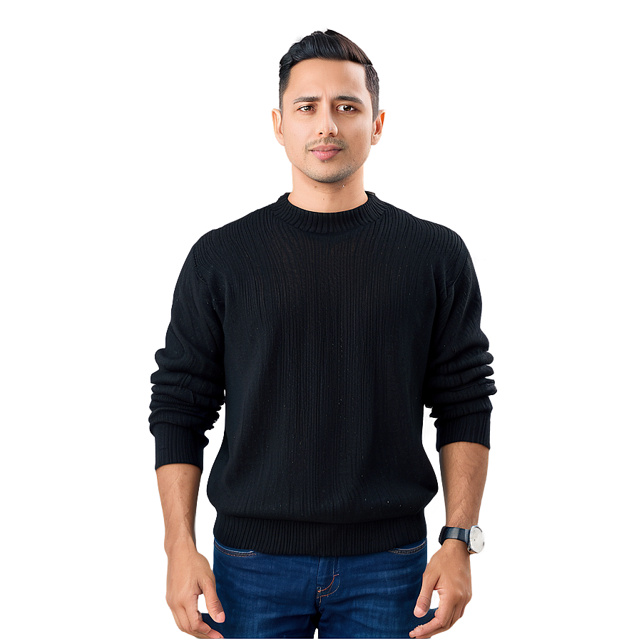 Black Sweater For Work Png Mfw PNG Image