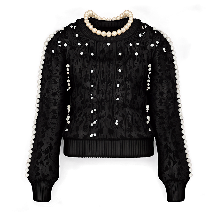 Black Sweater With Pearls Png 80 PNG Image