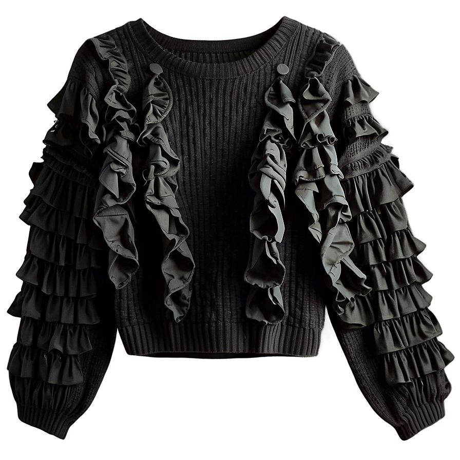 Black Sweater With Ruffles Png Jxo14 PNG Image