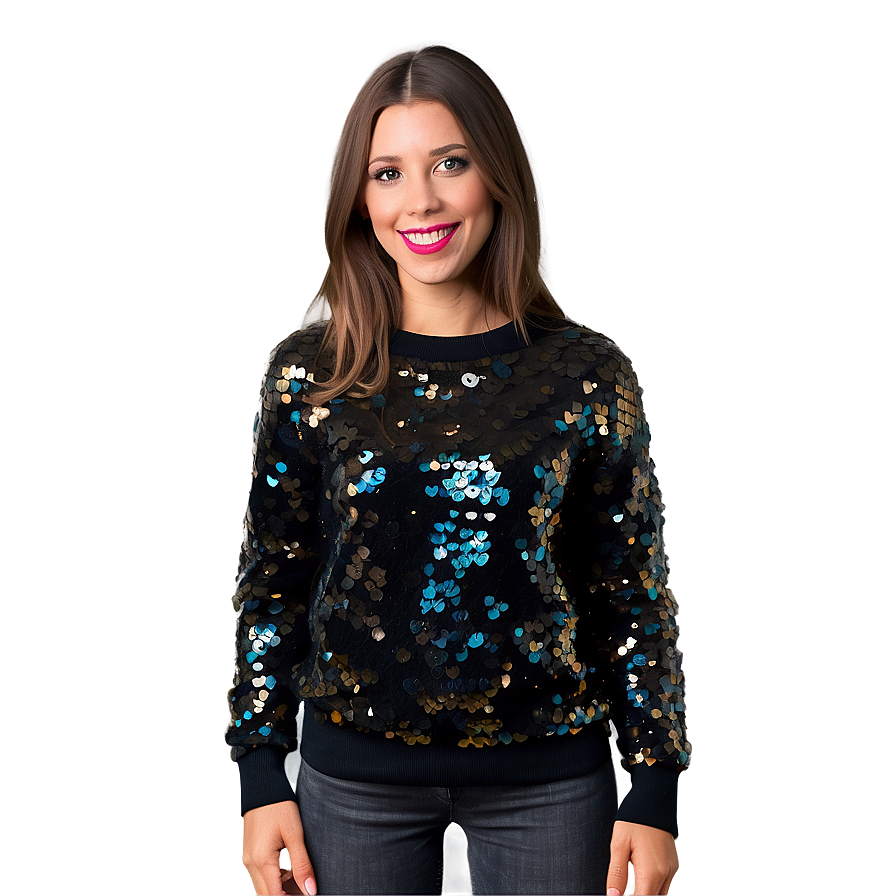 Black Sweater With Sequins Png Vuq97 PNG Image