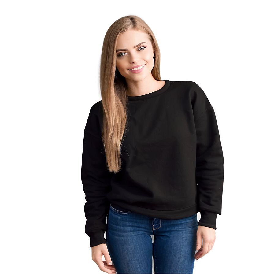 Black Sweatshirt With Asymmetrical Hem Png 06272024 PNG Image