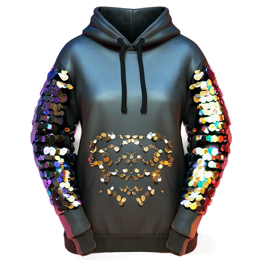 Black Sweatshirt With Sequin Embellishments Png 06272024 PNG Image