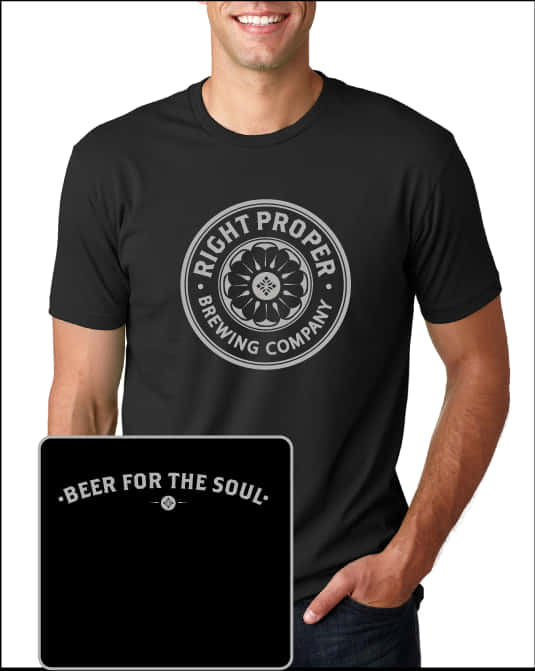 Black T Shirt Right Proper Brewing Logo PNG Image