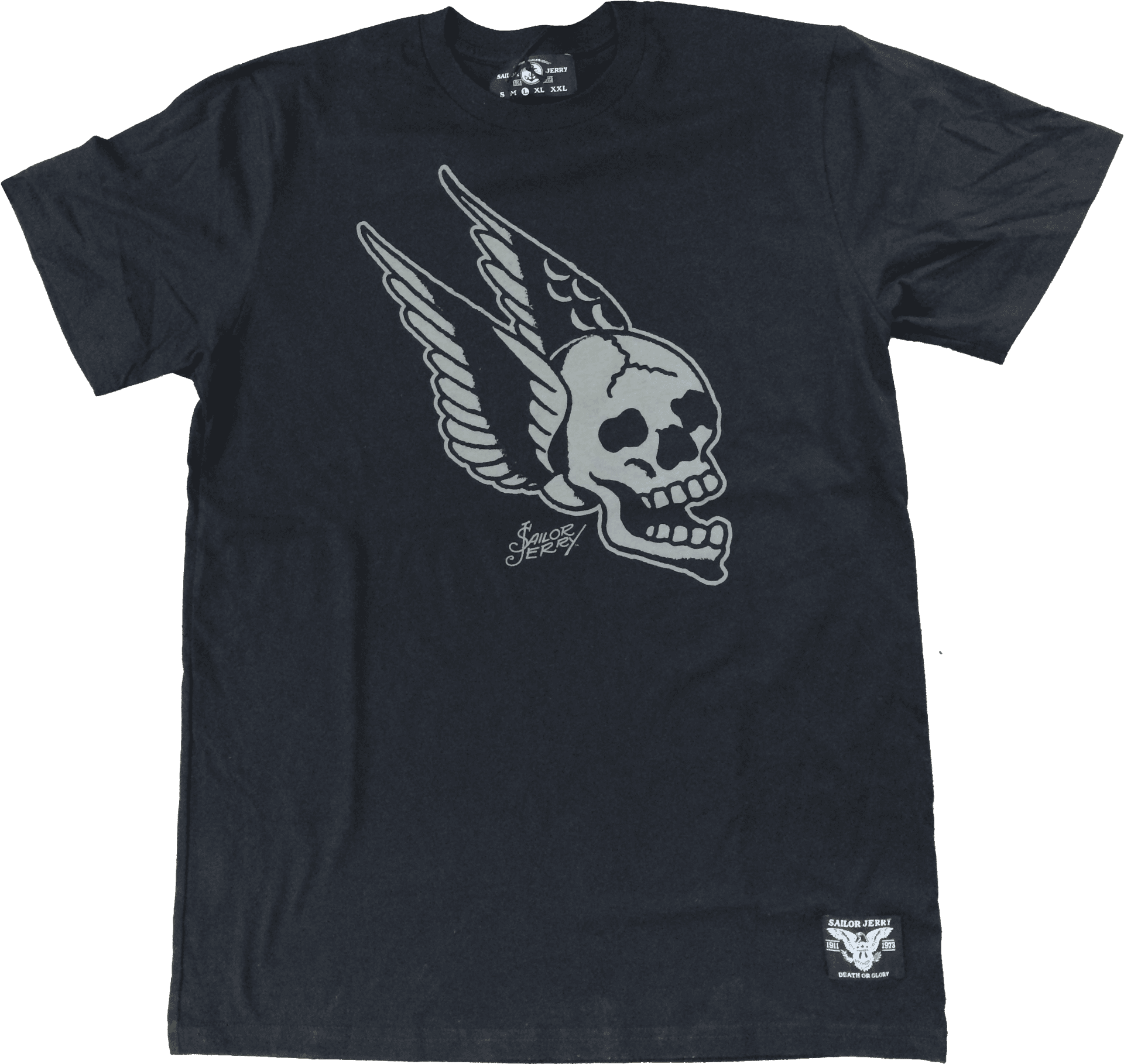 Black T Shirtwith Skulland Wings Graphic PNG Image