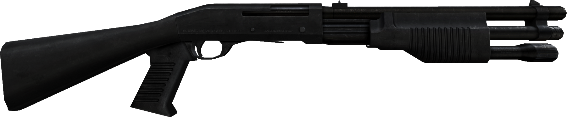 Black Tactical Shotgun Side View PNG Image