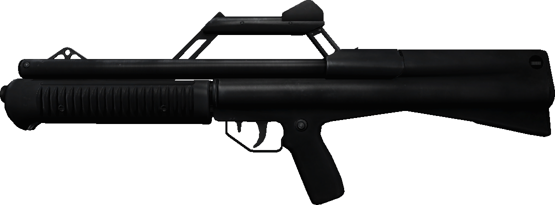 Black Tactical Shotgun Side View PNG Image