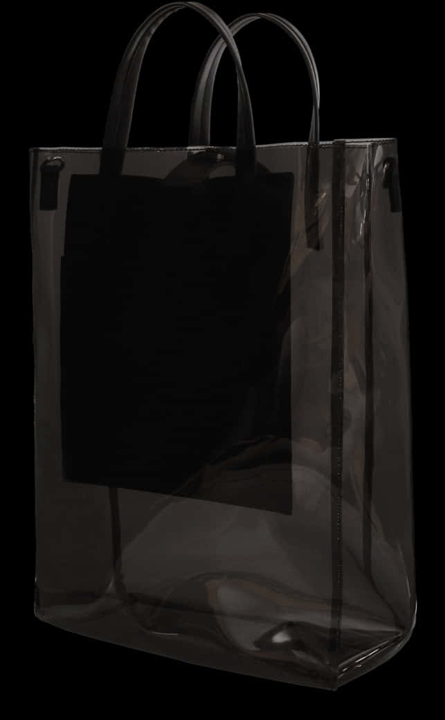 Black Transparent Tote Bagon Dark Background PNG Image