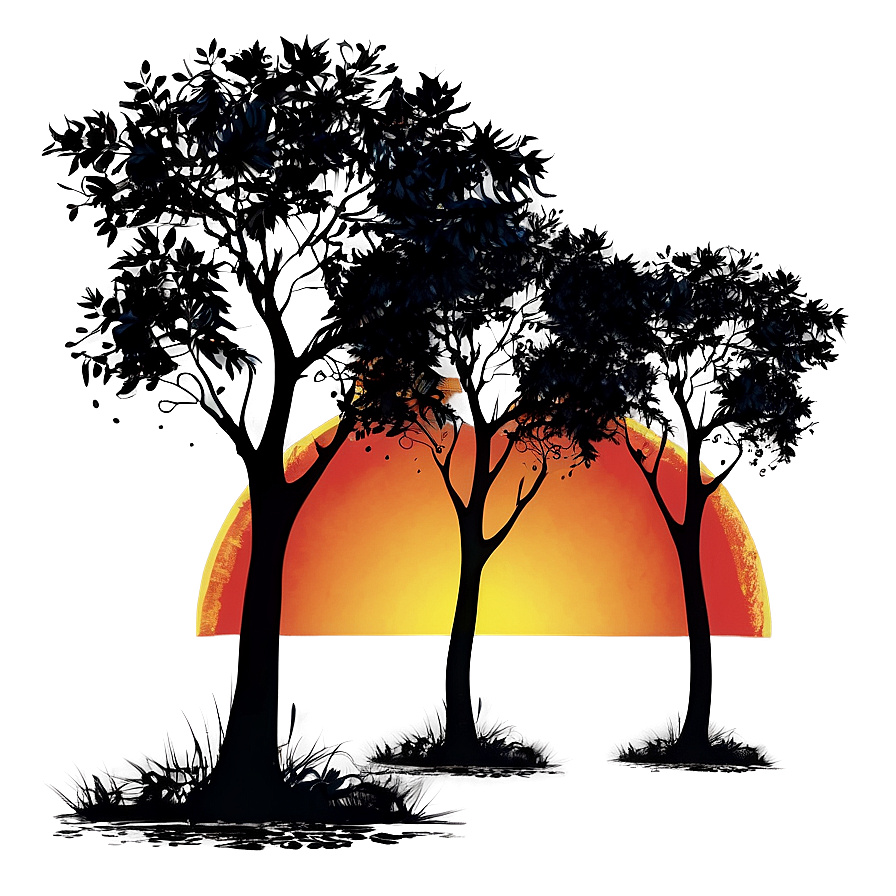 Black Trees And Sunset Png Fvu PNG Image