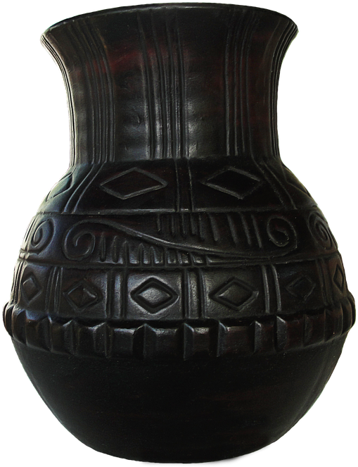 Black Tribal Pattern Vase PNG Image