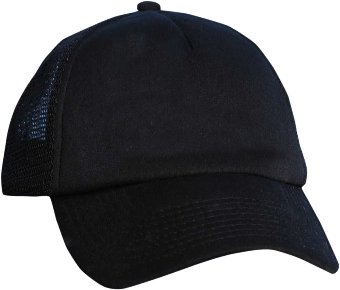 Black Trucker Cap Isolated PNG Image