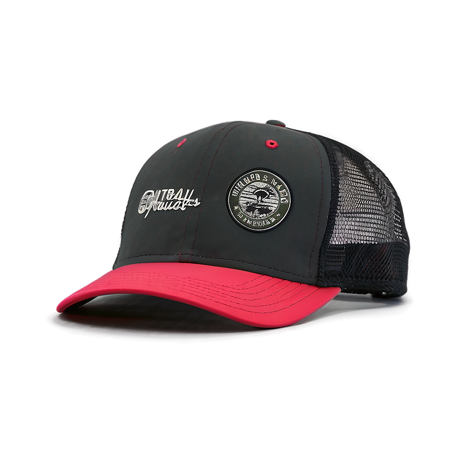 Black Trucker Hat With Patch Png 3 PNG Image