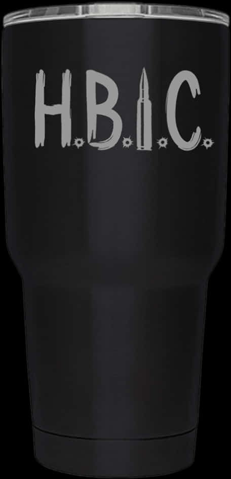 Black Tumbler H B I C Design PNG Image