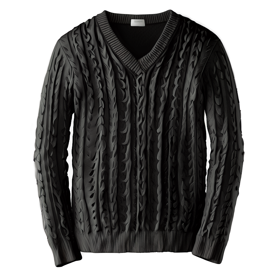 Black V-neck Sweater Png 06132024 PNG Image