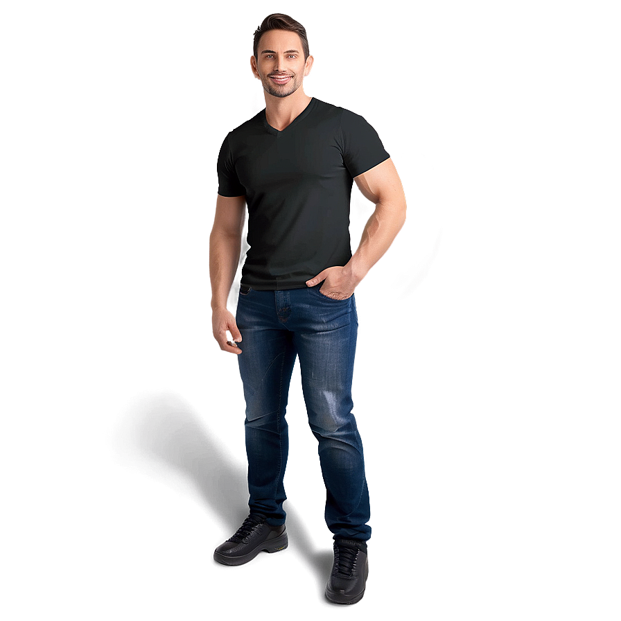 Black V-neck Tshirt Png Wnl72 PNG Image