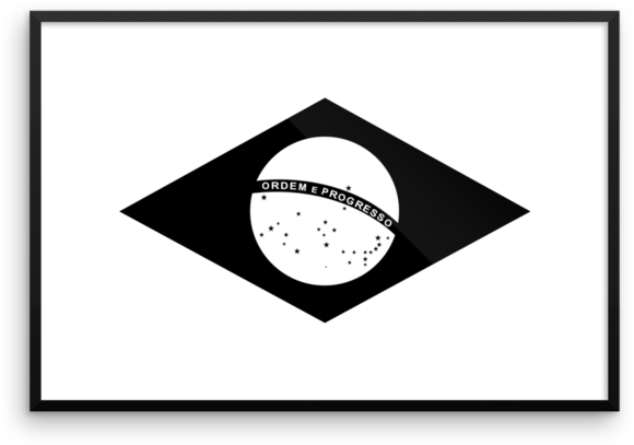 Black White Brazilian Flag Art PNG Image