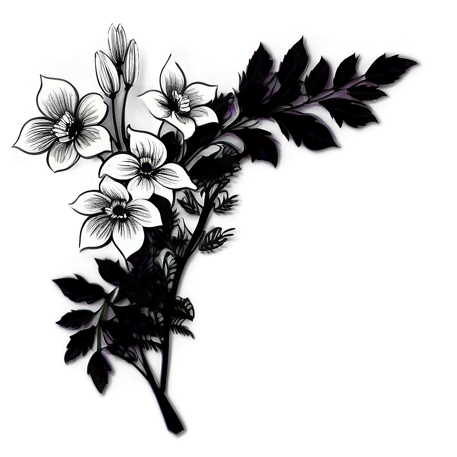 Black White Floral Backgrounds Png Rvf PNG Image