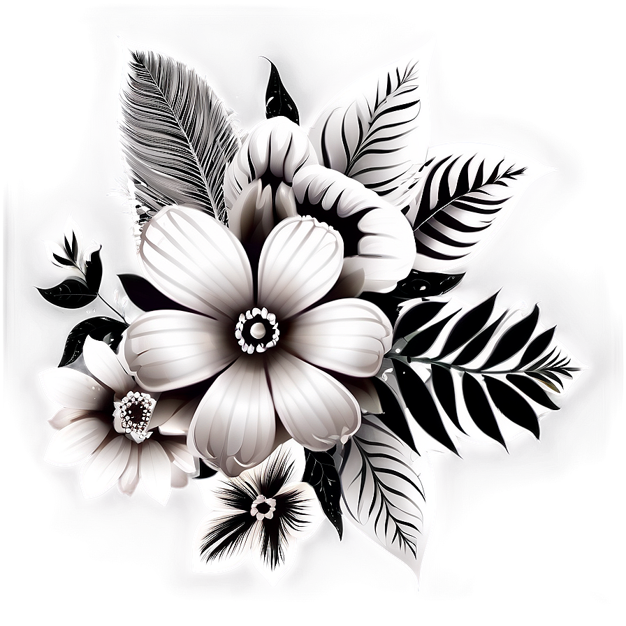 Black White Floral Bouquet Png Iog30 PNG Image