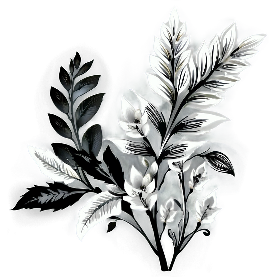 Black White Floral Images Png 9 PNG Image