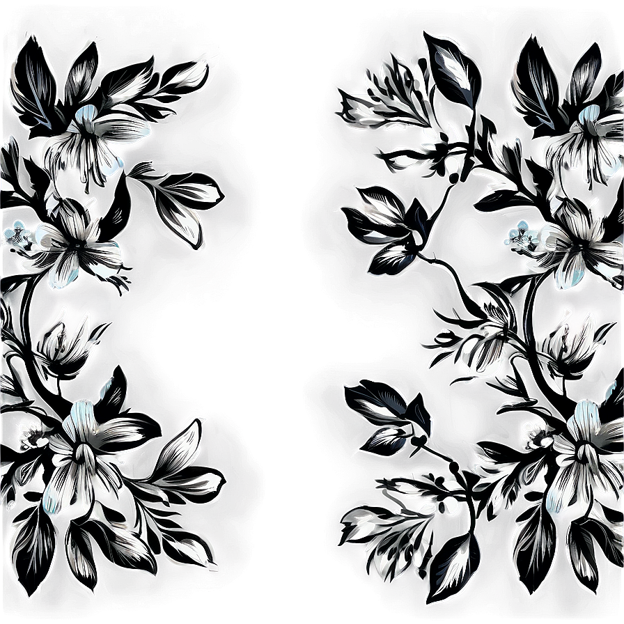 Black White Floral Images Png Nny PNG Image