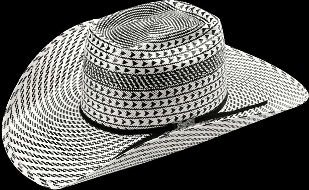 Black White Geometric Pattern Hat PNG Image