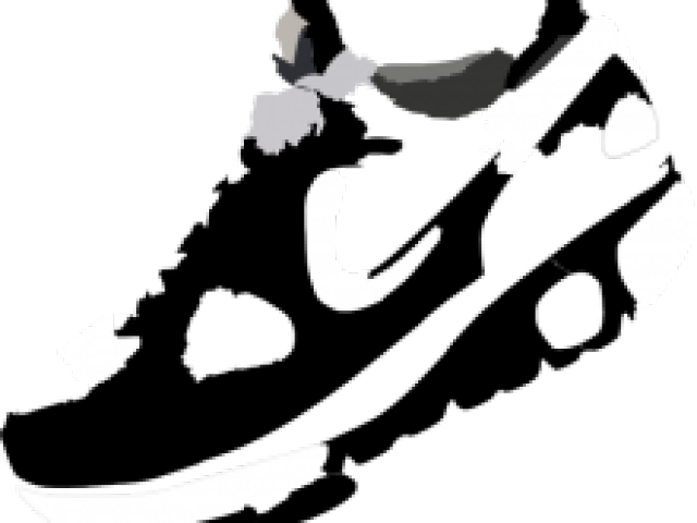 Black White Running Shoe Illustration PNG Image