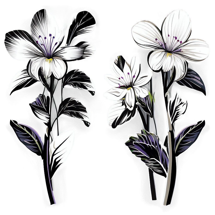 Black White Spring Flowers Png 53 PNG Image