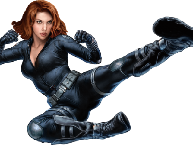 Black Widow Action Pose PNG Image