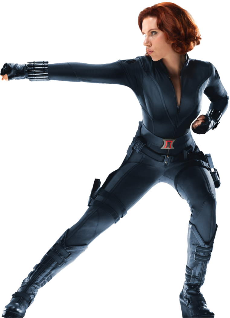 Black Widow Action Pose PNG Image