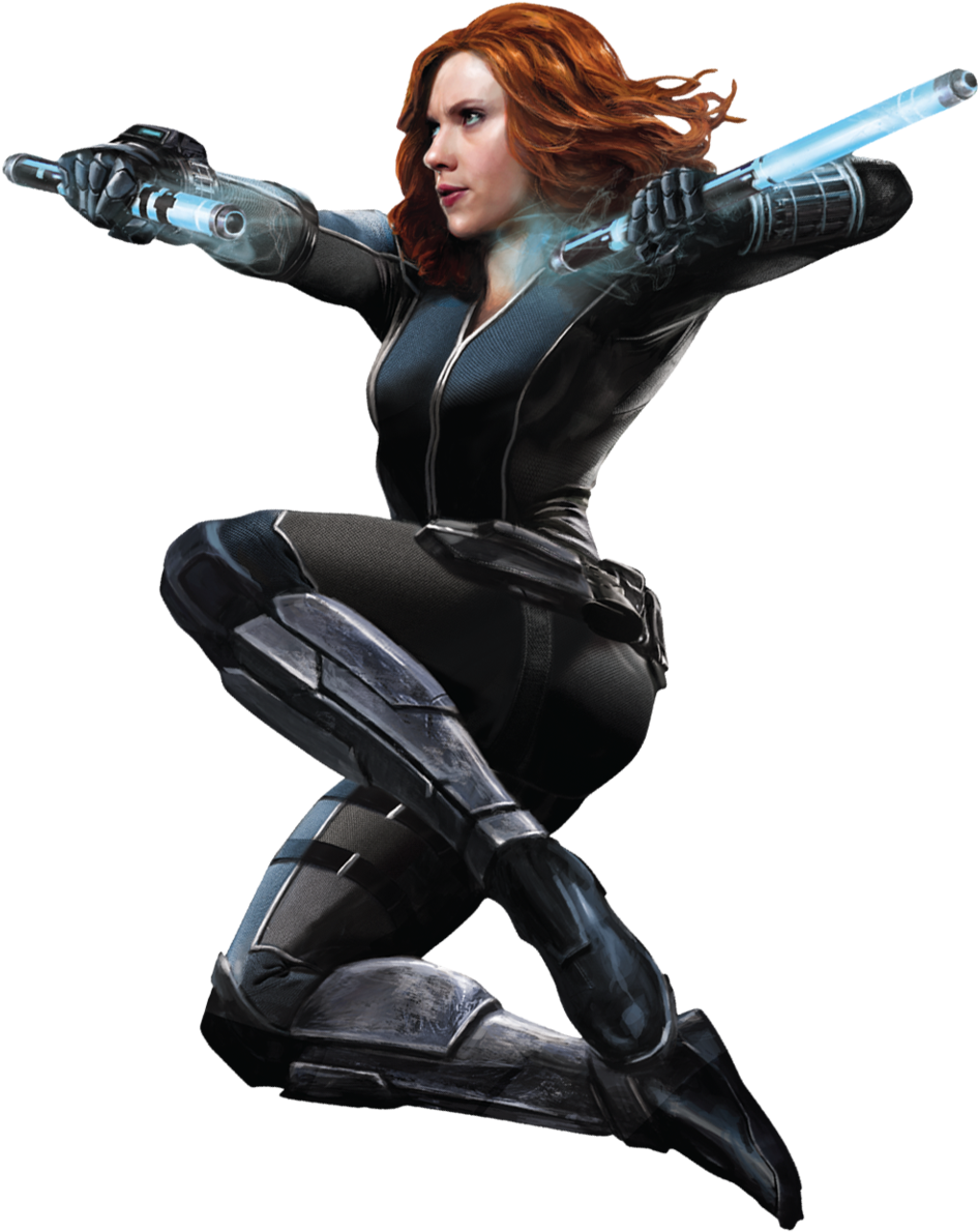 Black Widow Action Pose PNG Image