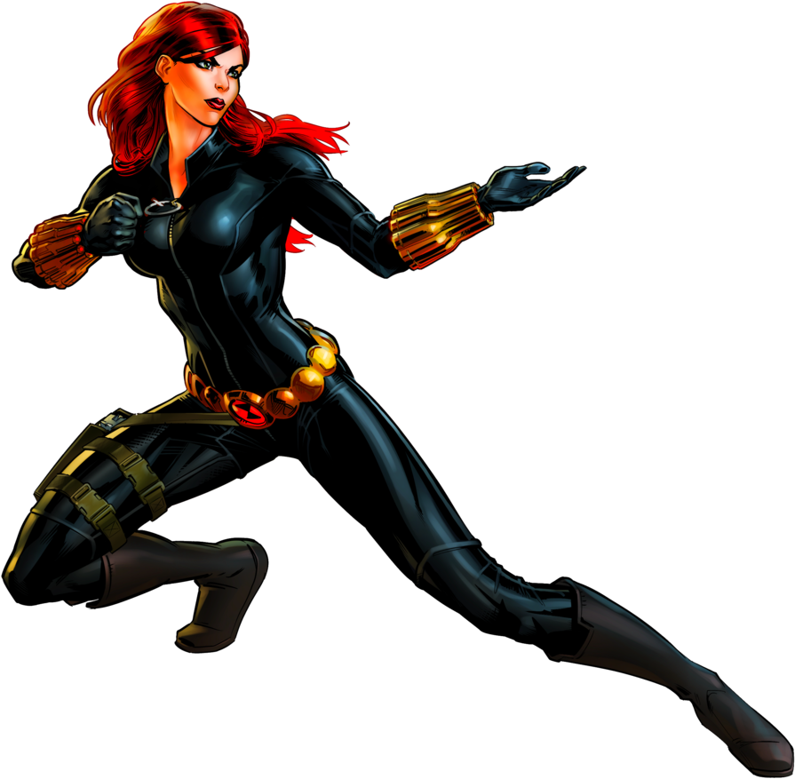 Black Widow Action Pose PNG Image