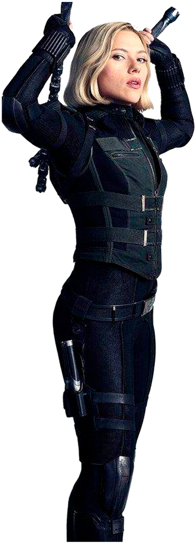 Black Widow Action Pose PNG Image