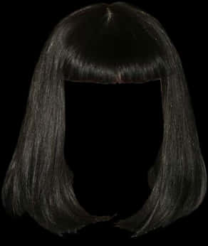 Black Wig Transparent Background PNG Image