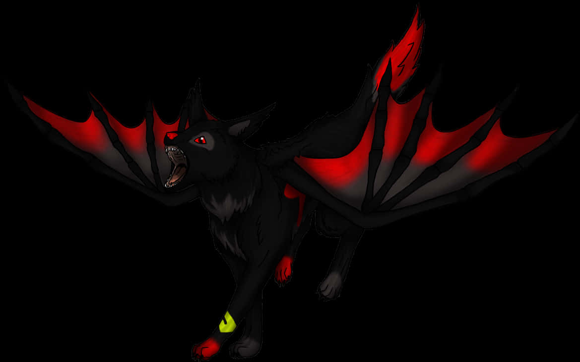 Black Winged Beast Artwork PNG Image