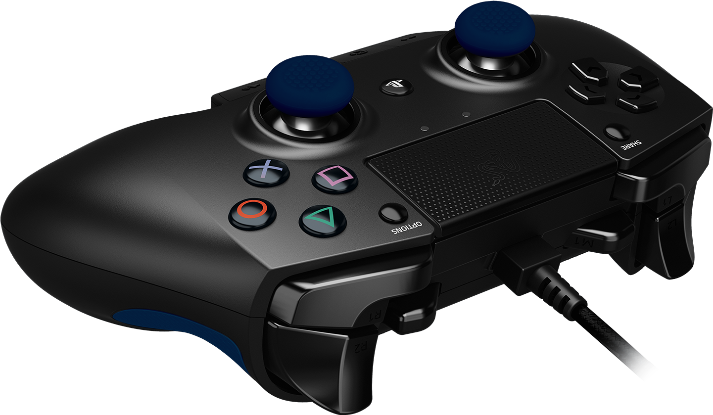 Black Wired Game Controller PNG Image