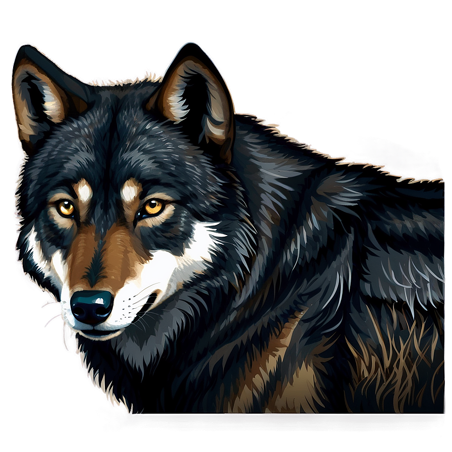 Black Wolf Portrait Png Rva PNG Image