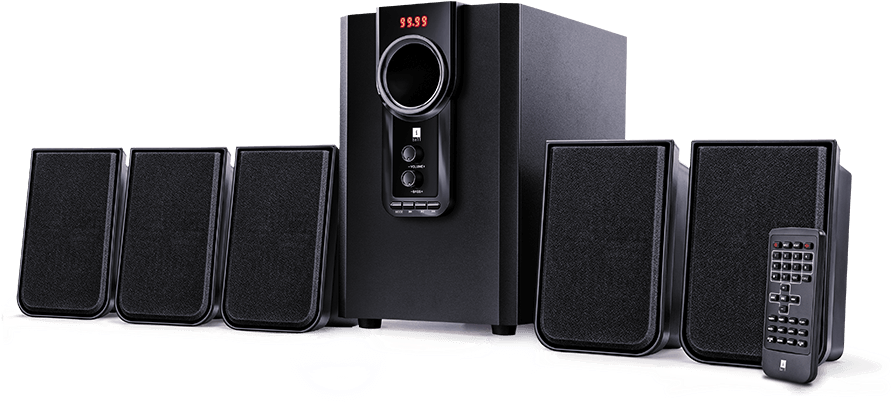 Black5.1 Channel Home Theater Speaker Systemwith Remote PNG Image