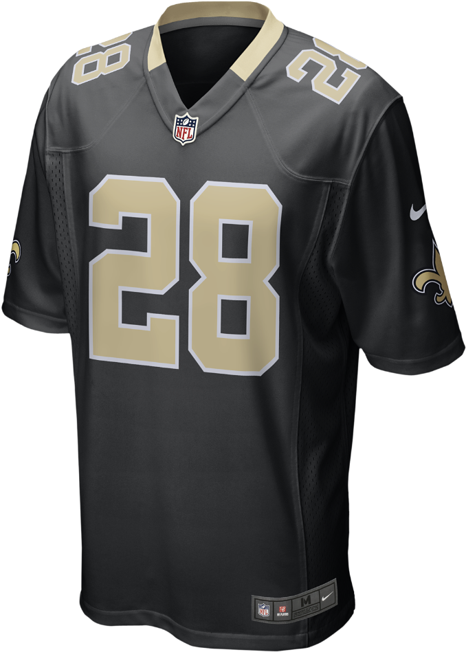 Blackand Gold Football Jersey Number28 PNG Image