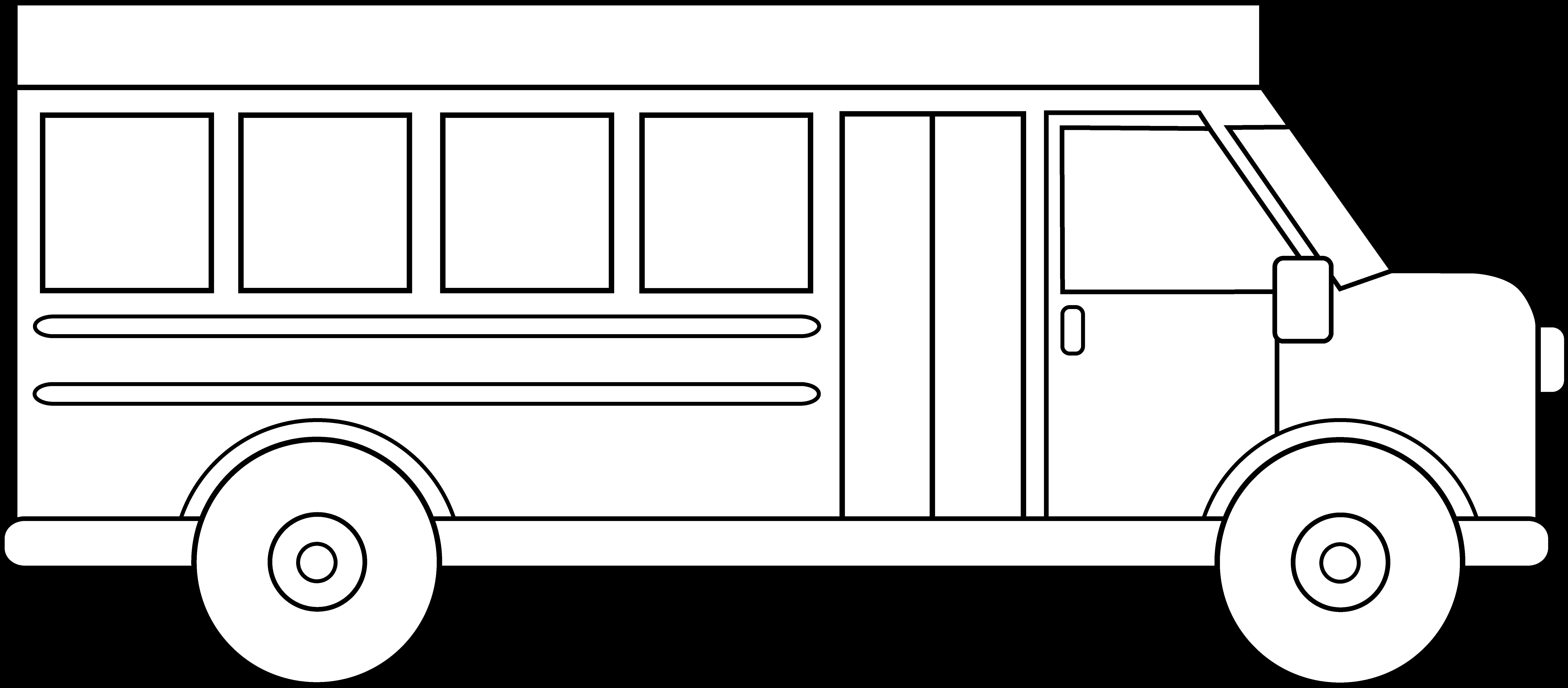 Blackand White Bus Vector Illustration PNG Image