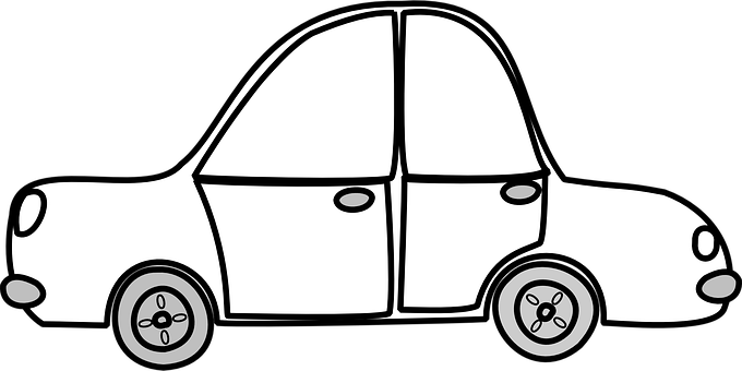 Blackand White Cartoon Car PNG Image