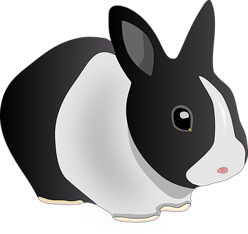 Blackand White Cartoon Rabbit PNG Image