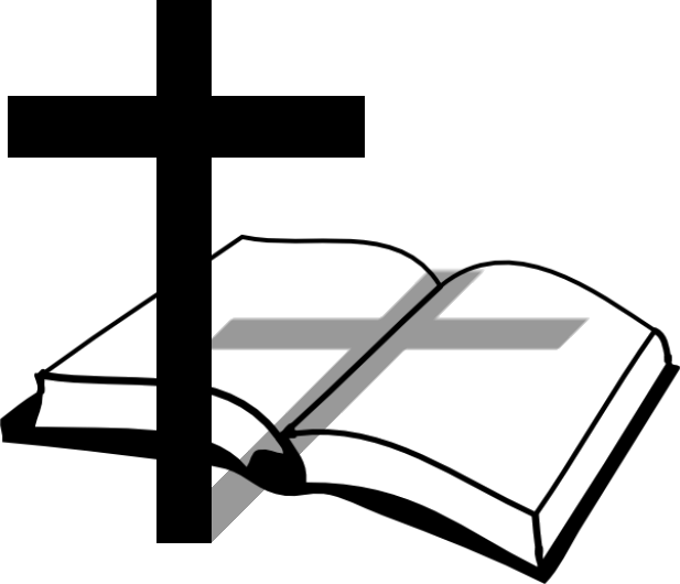 Blackand White Crossand Bible Clipart PNG Image