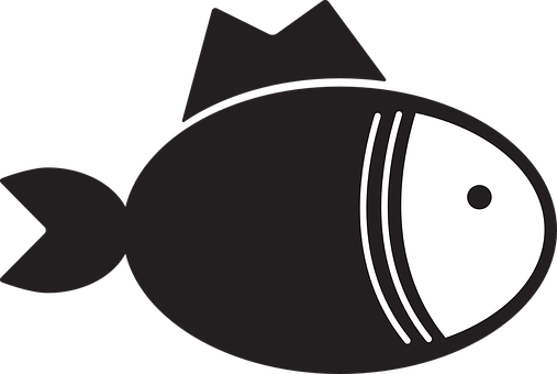 Blackand White Fish Icon PNG Image