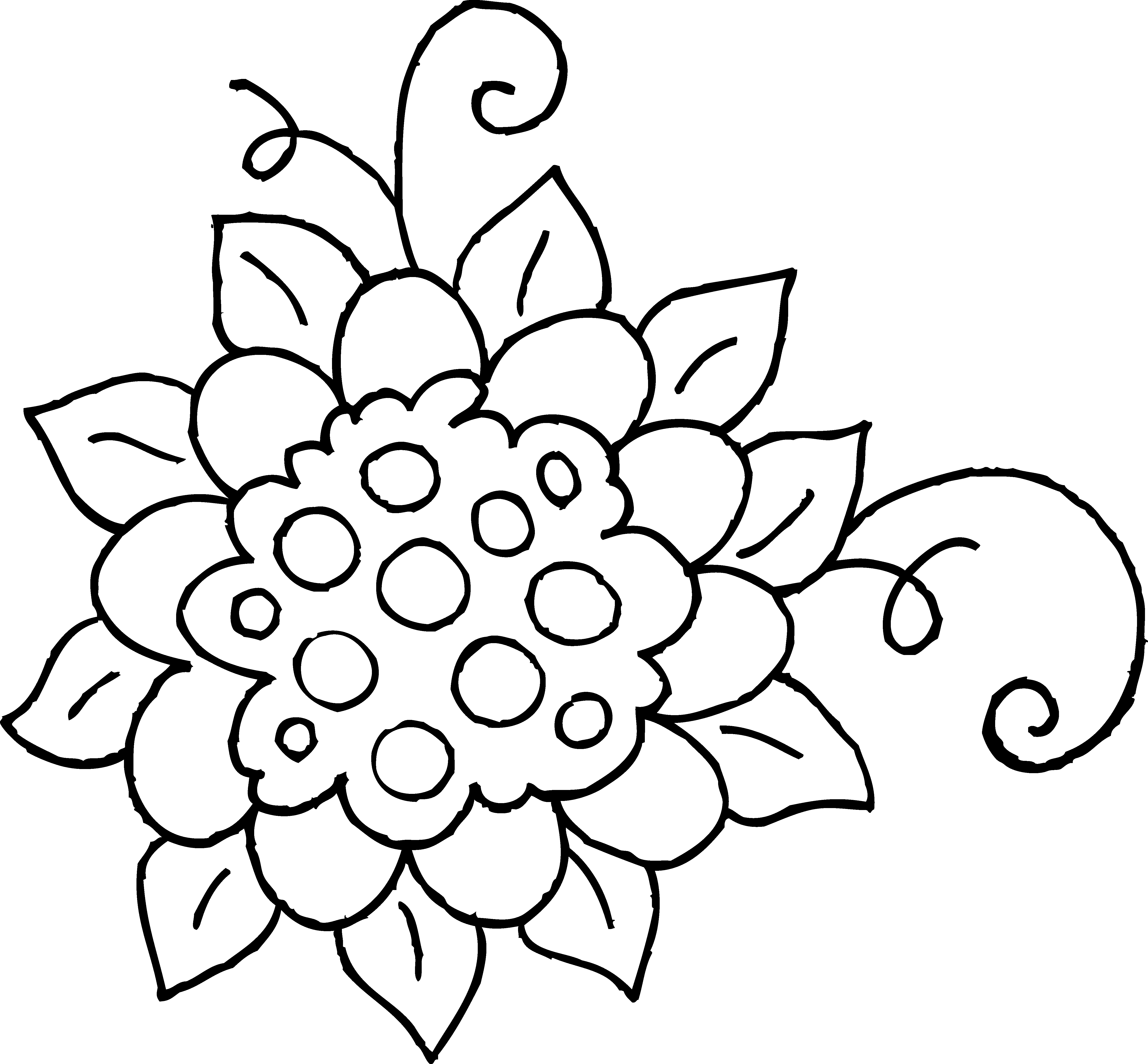 Blackand White Floral Design PNG Image