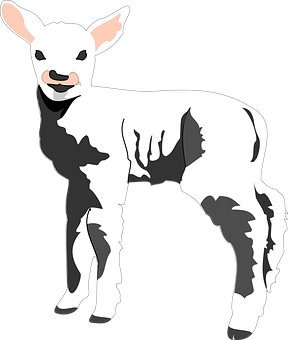 Blackand White Lamb Illustration PNG Image