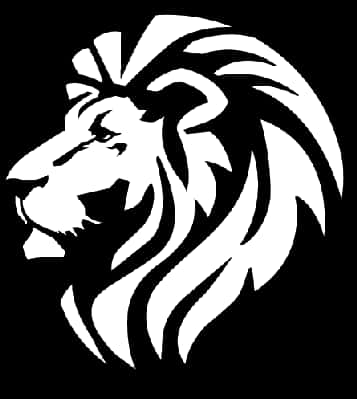 Blackand White Lion Profile PNG Image