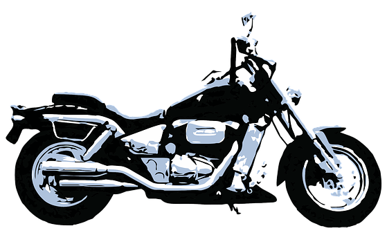 Blackand White Motorbike Silhouette PNG Image