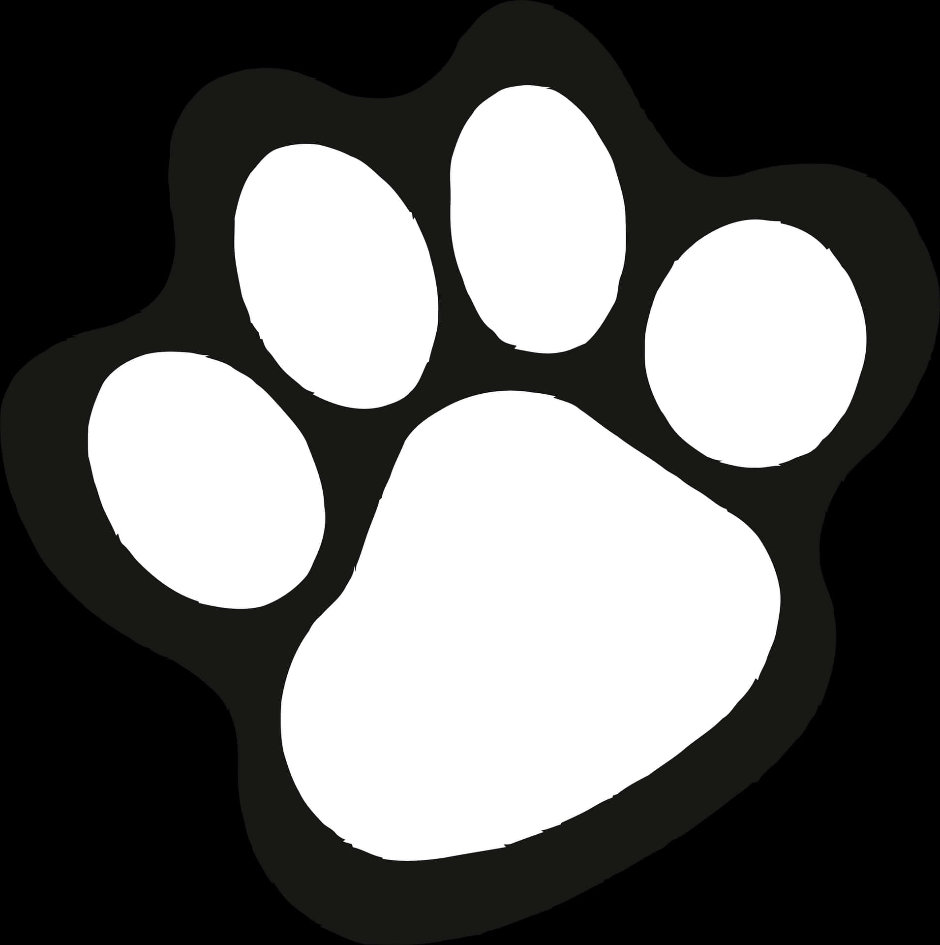 Blackand White Paw Print Graphic PNG Image